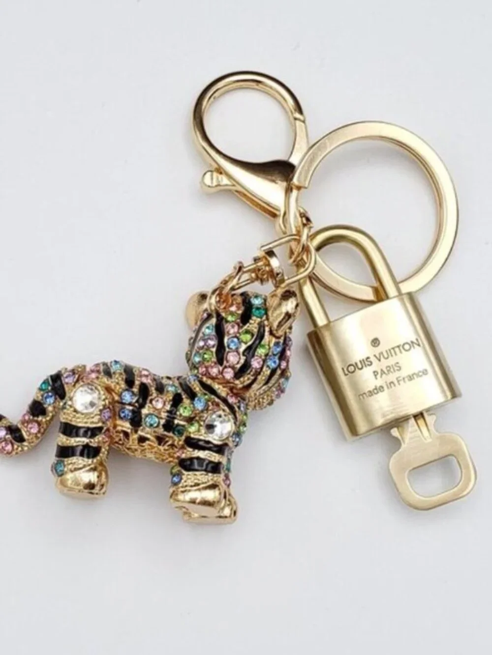 Authentic Louis Vuitton Gold Padlock 🔒 Key Set w/ Unbranded Tiger Bag Charm